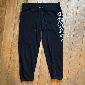 victoria’s Secret black Capri joggers with Leopard detail Small